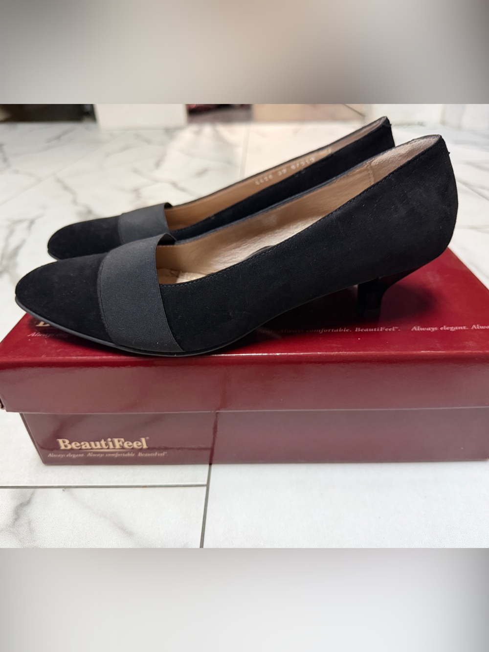 BeautiFeel Black Suede Low Heels Size 39